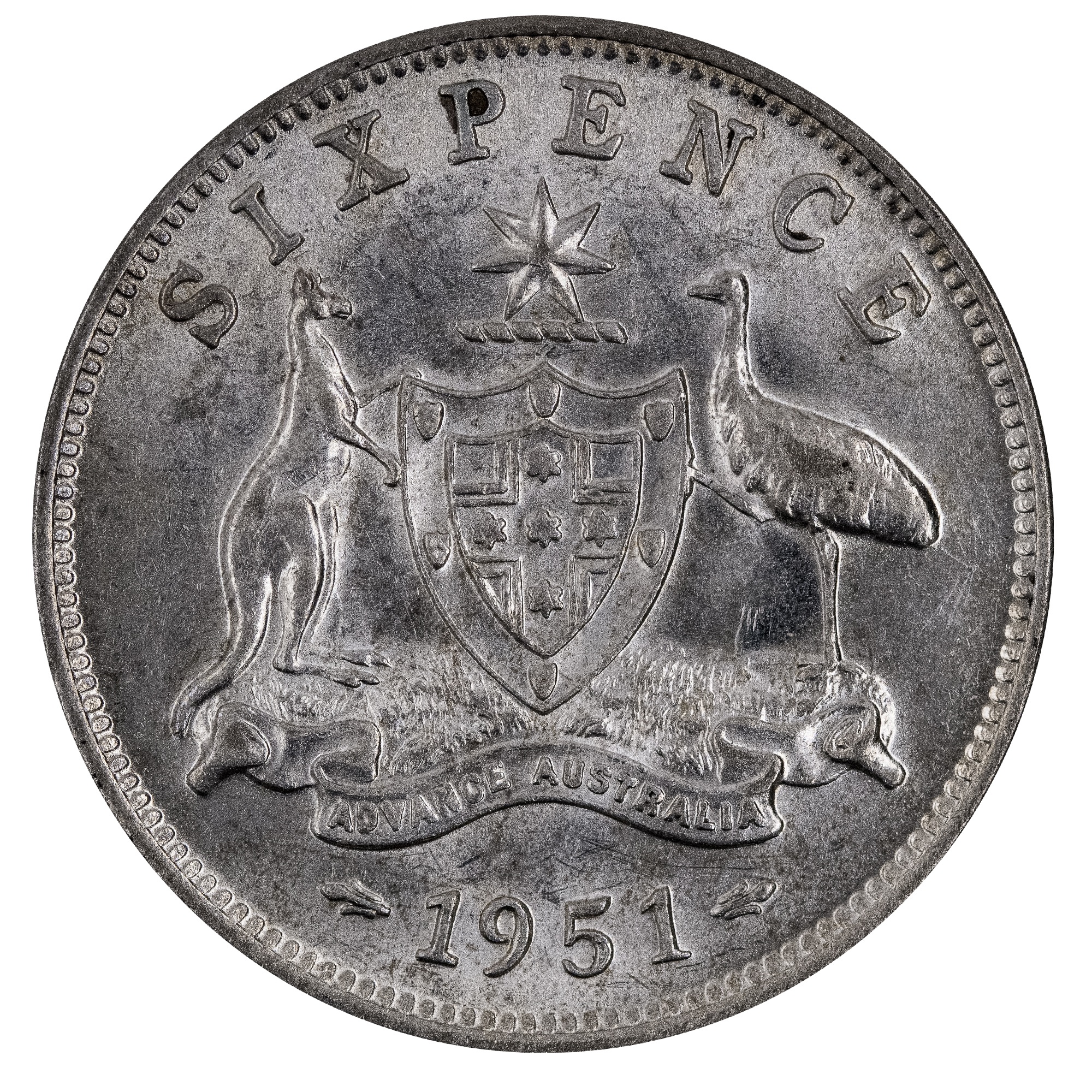 1951M Australian Sixpence About Uncirculated