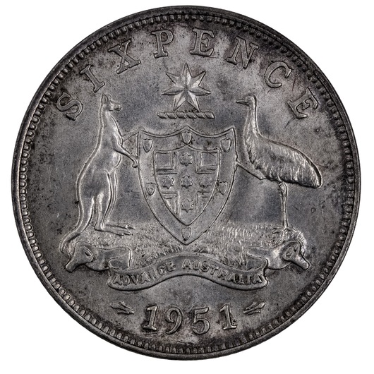 1951M Australian Sixpence Uncirculated