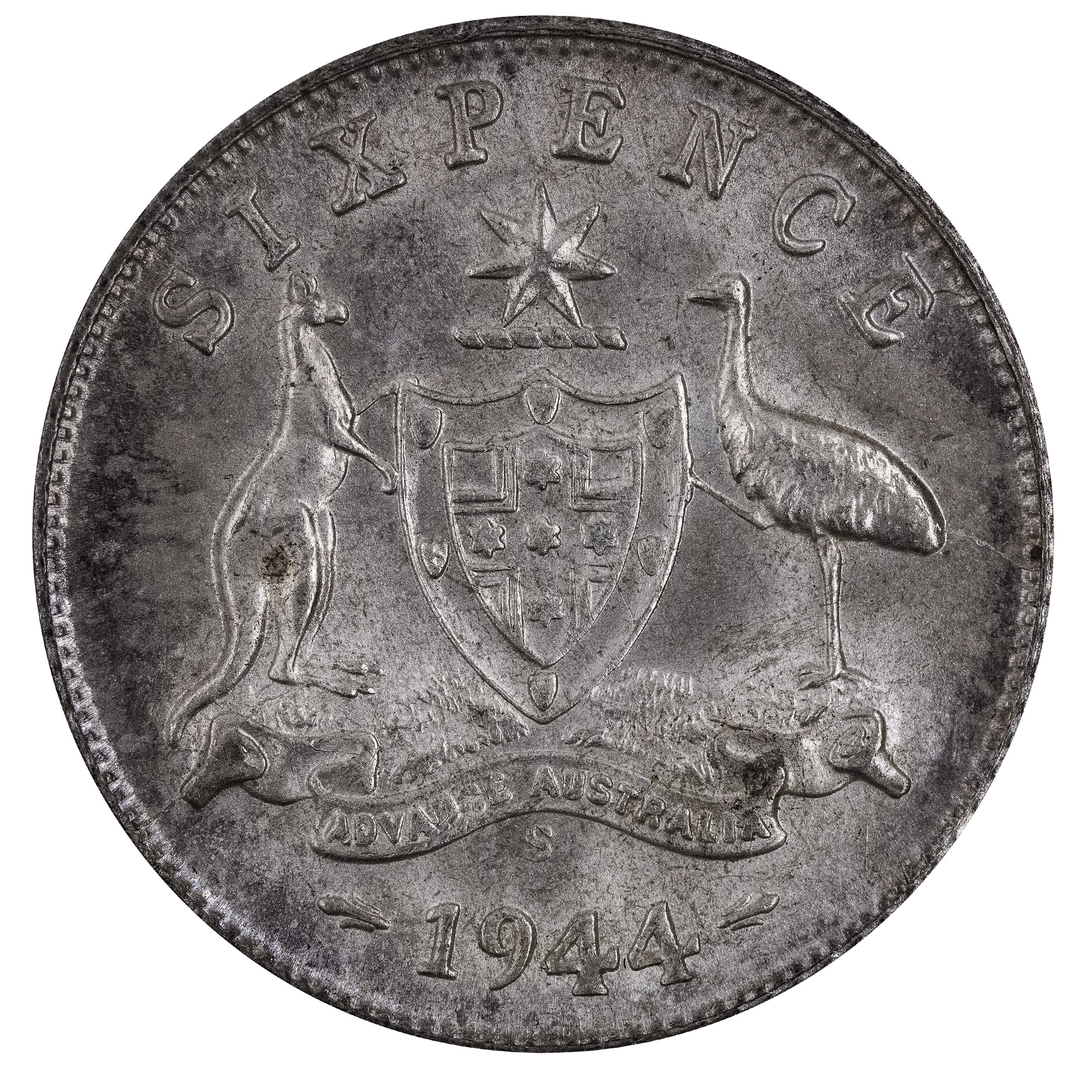 1944S Australian Sixpence Choice Uncirculated