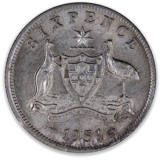 1951M Australian Sixpence Uncirculated