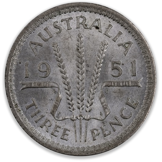 1951PL Australian Threepence Choice Uncirculated