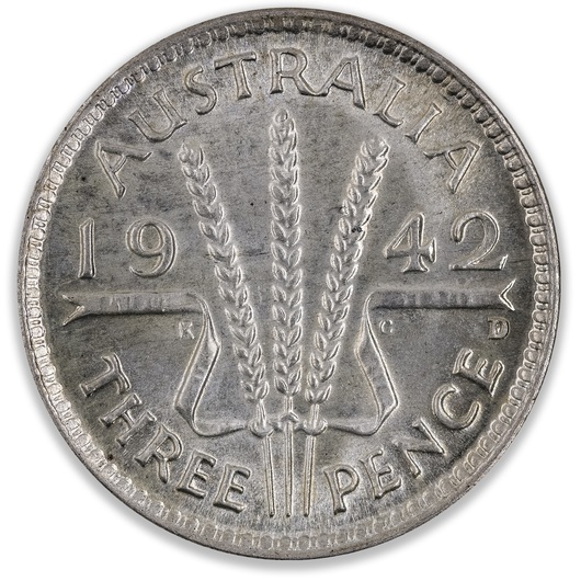 1942D Australian Threepence Choice Uncirculated