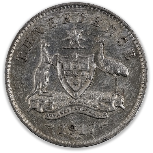 1917 Australian Threepence Very Fine