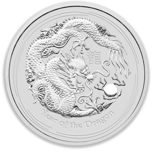 2012 1oz Perth Mint Silver Lunar Dragon Coin Series 2