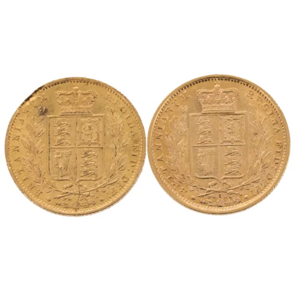 100048 - REV *Gold Sovereign - Shield Reverse average grade Gold Sovereign - Shield Reverse average grade