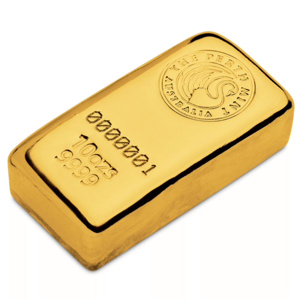100090 - Flat Lay 10oz Perth Mint Gold Cast Bar 10oz Perth Mint Gold Cast Bar