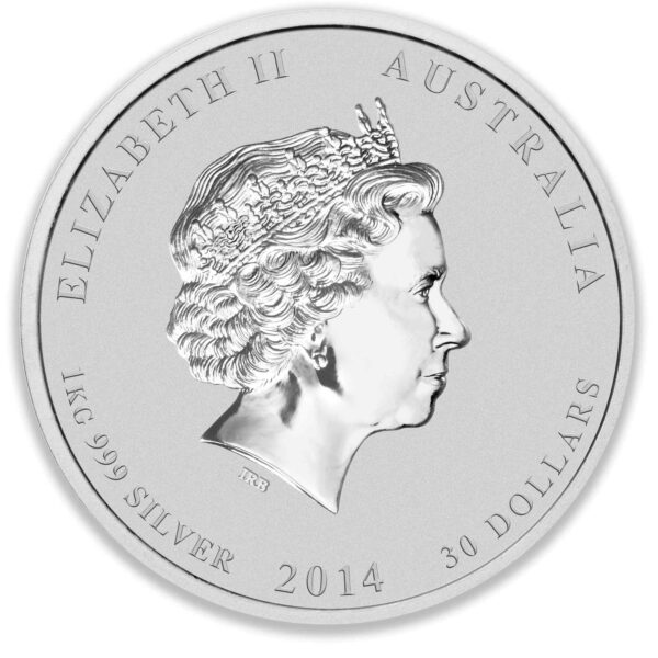 100136-Obverse 2014 1Kg Perth Mint Lunar Silver Horse Coin Series 2 2014 1Kg Perth Mint Lunar Silver Horse Coin Series 2