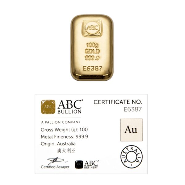 100g ABC Gold Cast Bar 100g ABC Gold Cast Bar