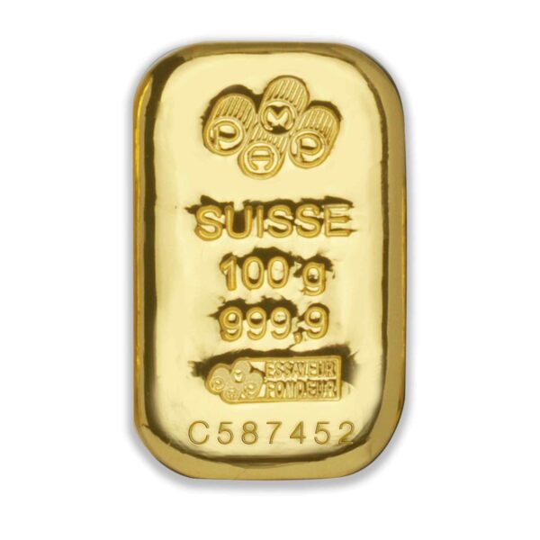 100168-Front 100g PAMP Gold Cast Bar 100g PAMP Gold Cast Bar