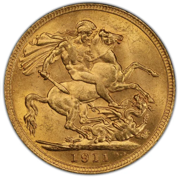 101068 - Reverse 1911S George V Sovereign PCGS MS63 1911S George V Sovereign PCGS MS63