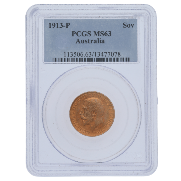 1913P George V Sovereign Uncirculated 1913P George V Sovereign PCGS MS63