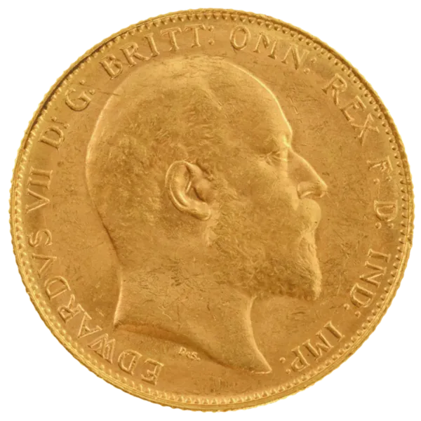 101147 - Obverse 1908P Edward VII Gold Sovereign Uncirculated 1908P Edward VII Gold Sovereign Uncirculated