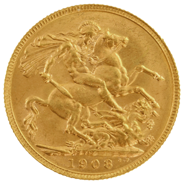 101147 - Reverse 1908P Edward VII Gold Sovereign Uncirculated 1908P Edward VII Gold Sovereign Uncirculated