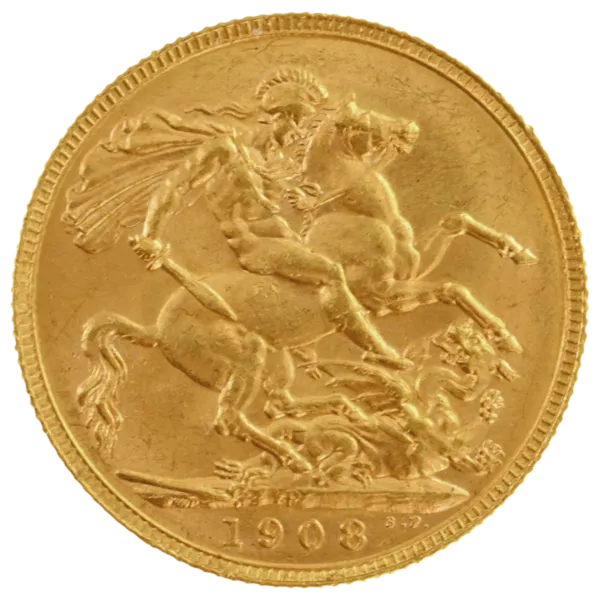 101147 - Reverse 1908P Edward VII Gold Sovereign Uncirculated 1908P Edward VII Gold Sovereign Uncirculated