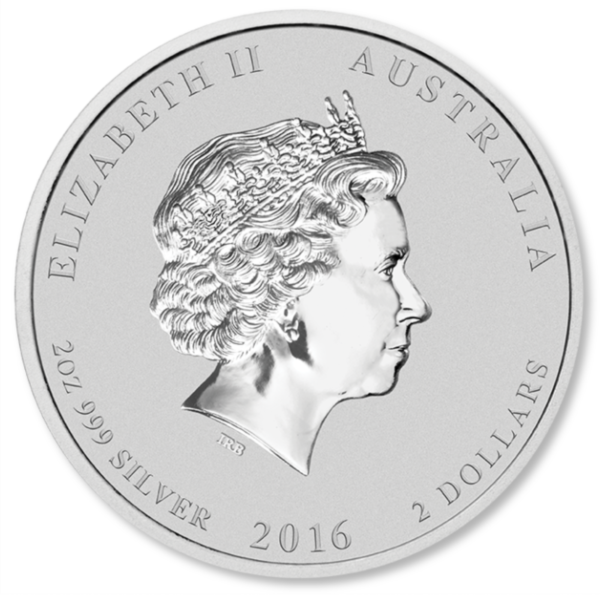 101248 - obverse 2016 2oz Perth Mint Silver Lunar Monkey Coin 2016 2oz Perth Mint Silver Lunar Monkey Coin