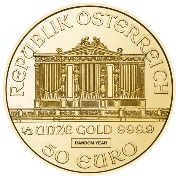101384 - oBVERSE 1/2oz Austrian Gold Philharmonic Coin (Random Years) 1/2oz Austrian Mint Gold Philharmonic Coin (Random Years)