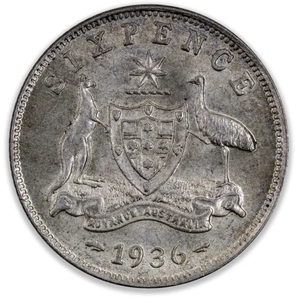 200305-Reverse 1936 Australian Sixpence Choice Uncirculated 1936 Australian Sixpence Choice Uncirculated