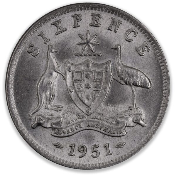 1951M Australian Sixpence Choice Uncirculated 1951