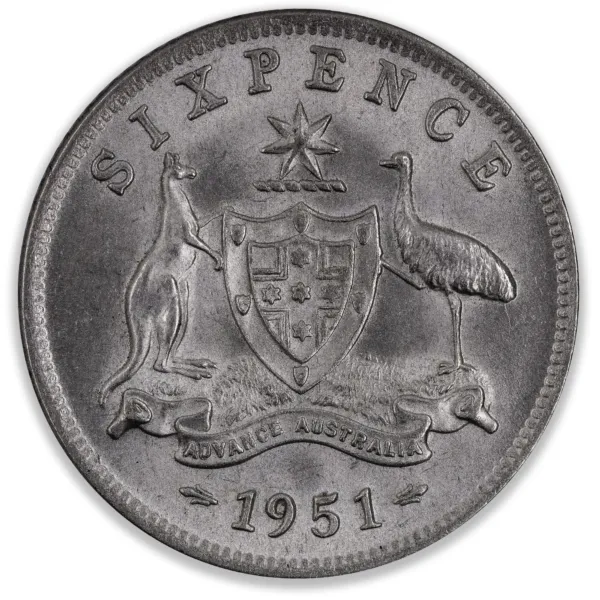 200321-Reverse 1951M Australian Sixpence Choice Uncirculated 1951
