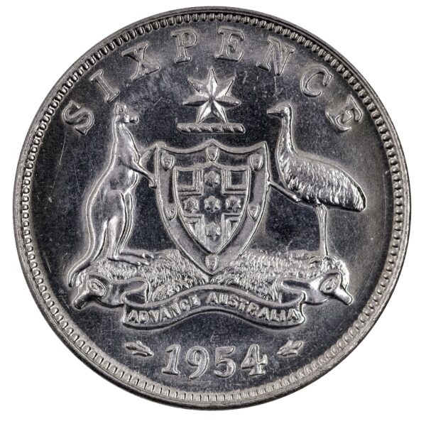 1954 Australian Sixpence Nice Uncirculated 1954 Australian Sixpence
