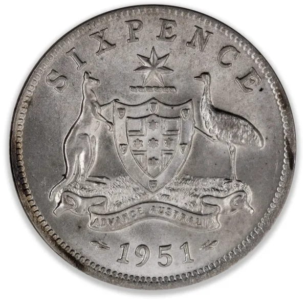 200331-Reverse 1951M Australian Sixpence Choice Uncirculated 1951