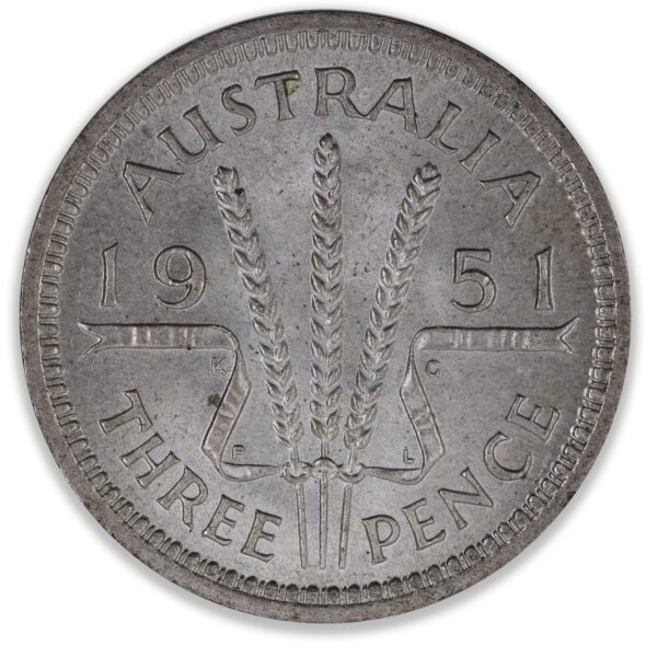 1951PL Australian Threepence Uncirculated/Ch Uncirculated 1951PL Australian Threepence