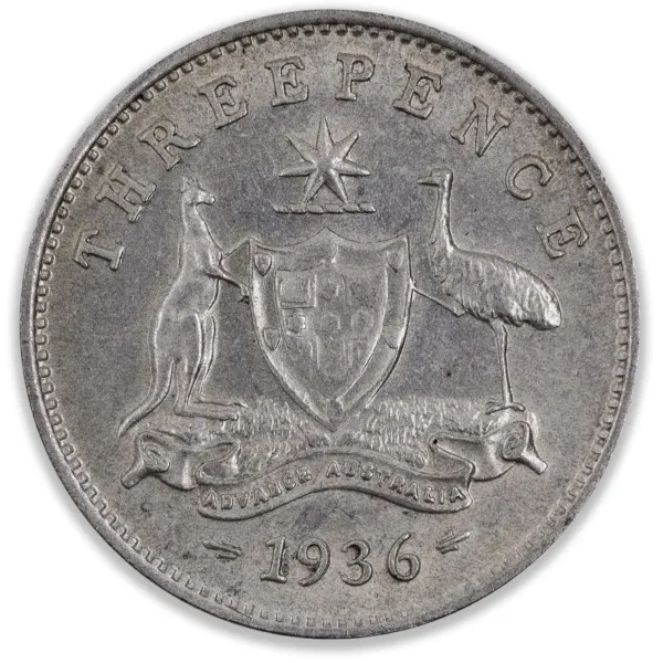 200387-Reverse 1936 Australian Threepence About Uncirculated 1936 Australian Threepence About Uncirculated