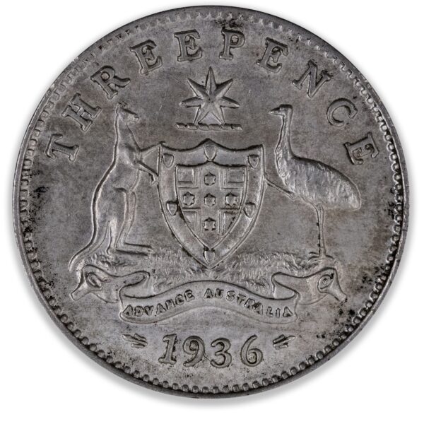 1936 Australian Threepence Good Extra Fine 1936 Australian Threepence Good Extra Fine