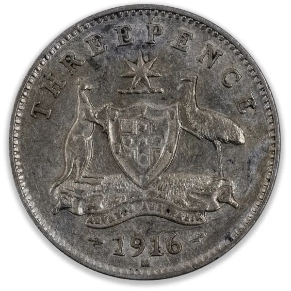 200396-Reverse 1916 Australian Threepence Very Fine 1916 Australian Threepence Very Fine