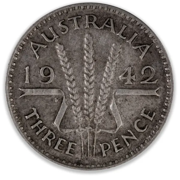 200409-Reverse 1942M Australian Threepence Very Fine 1942M Australian Threepence Very Fine