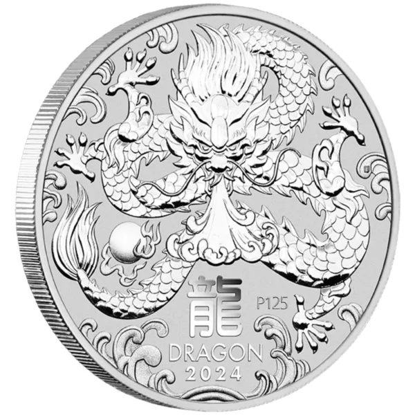 Silver Coin Edge P125 (1) 2024 1oz Perth Mint Silver Lunar Dragon Coin Series 3 2024 1oz Perth Mint Silver Lunar Dragon Coin Series 3