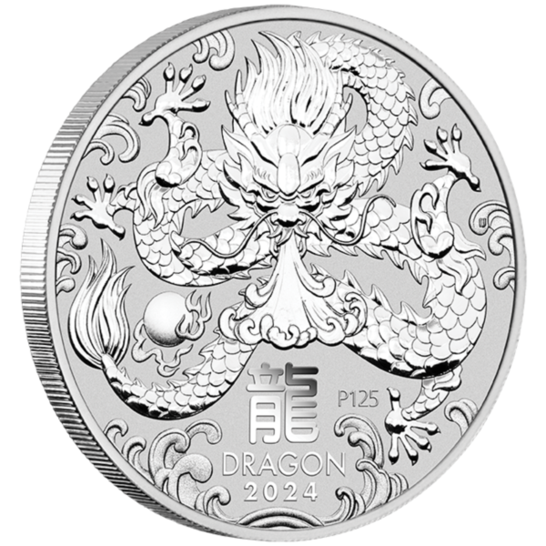 Silver Coin Edge P125 2024 1/2oz Perth Mint Silver Lunar Dragon Coin Series 3 2024 1/2oz Perth Mint Silver Lunar Dragon Coin Series 3
