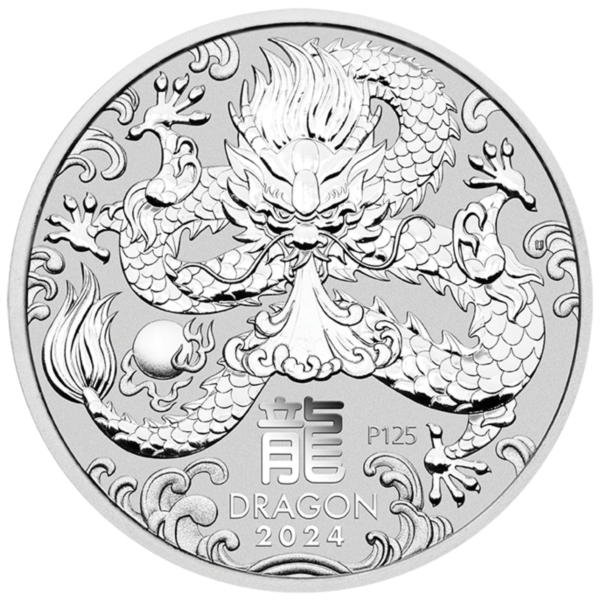 Silver Coin Front P125 2024 1/2oz Perth Mint Silver Lunar Dragon Coin Series 3 2024 1/2oz Perth Mint Silver Lunar Dragon Coin Series 3