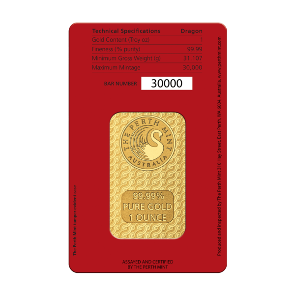 2024 1oz Perth Mint Gold Lunar Dragon Bar 2024 1oz Perth Mint Gold Lunar Dragon Bar