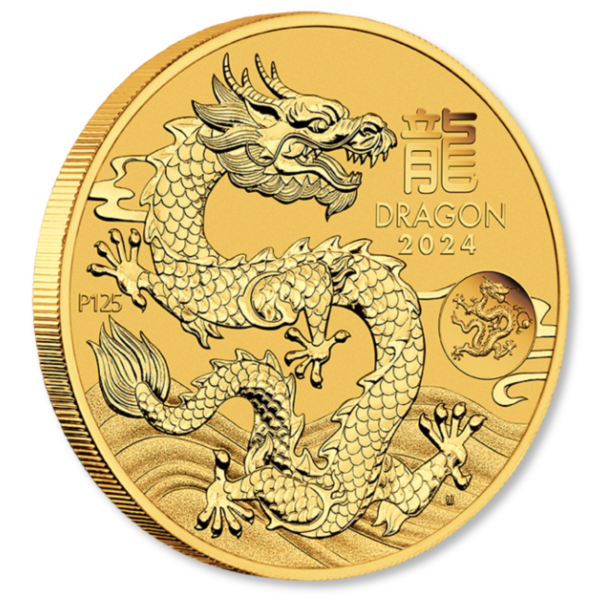 1017192020 - Edge 2024 1oz Perth Mint Gold Lunar Dragon with Privy Mark 2024 1oz Perth Mint Gold Lunar Dragon with Privy Mark