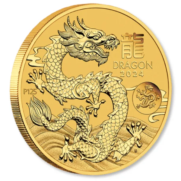2024 1oz Perth Mint Gold Lunar Dragon with Privy Mark 2024 1oz Perth Mint Gold Lunar Dragon with Privy Mark