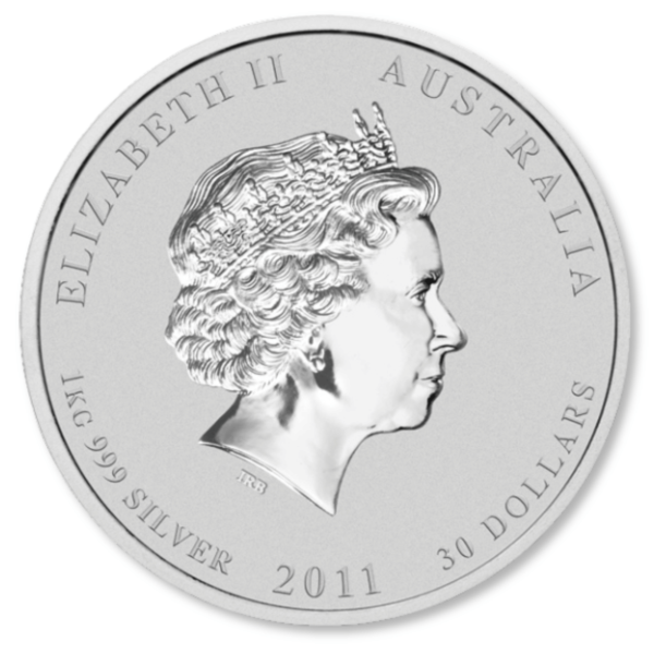1017192050 - Obverse 2011 1Kg Perth Mint Lunar Silver Rabbit Coin 2011 1Kg Perth Mint Lunar Silver Rabbit Coin
