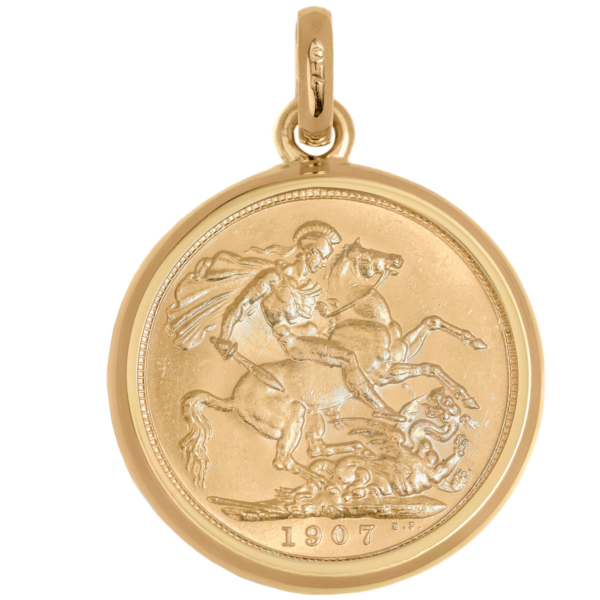 22K Full Sovereign Coin in 18K Gold Pendant Frame 22K Full Sovereign Coin in 18K Gold Pendant Frame