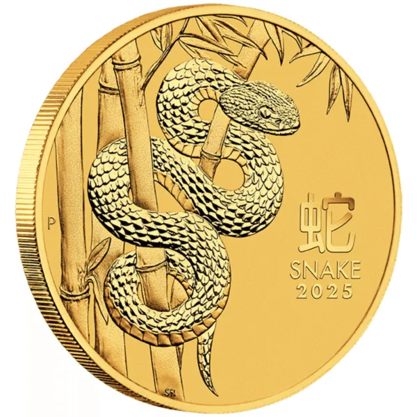 2025 Year of the Snake - Edge - Gold 2025 1oz Perth Mint Gold Lunar Snake Coin Series 3 perth mint