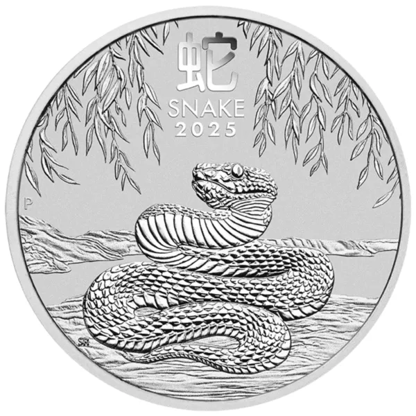 2025 Year of the Snake - Straight On - Silver 2025 1oz Perth Mint Silver Lunar Snake Coin Series 3 perth mint