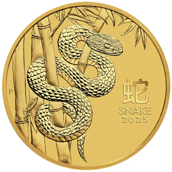 2025 Year of the Snake - Straight on - Gold 2025 1oz Perth Mint Gold Lunar Snake Coin Series 3 perth mint