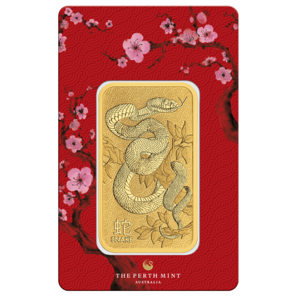 1oz Perth Mint Gold Lunar Snake Minted Bar Gold Lunar Snake