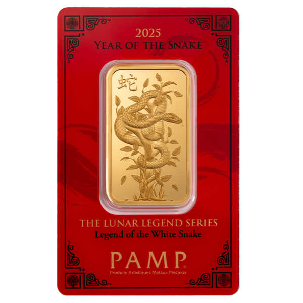 2025 1oz PAMP Gold Lunar Snake Minted Bar PAMP Lunar Snake