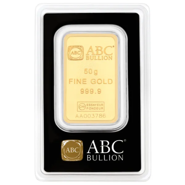 101773 - Packaging REV 50g ABC Gold Minted Bar 50g ABC Gold Minted Bar
