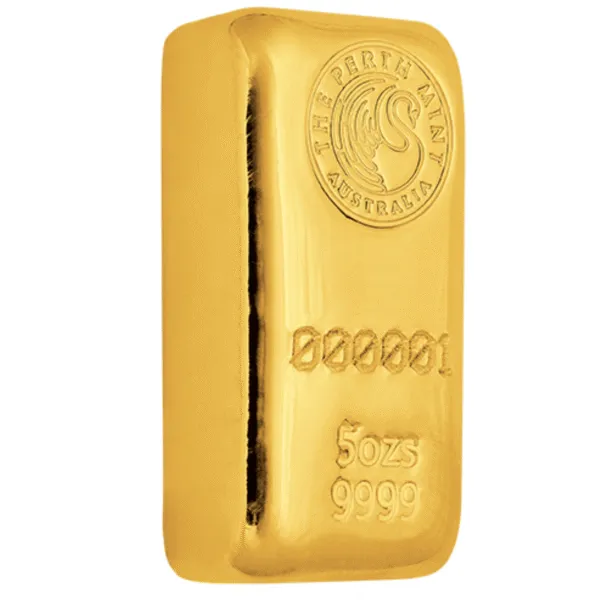 5oz Perth Mint Gold Cast Bar 5oz Perth Mint Gold Bar Cast