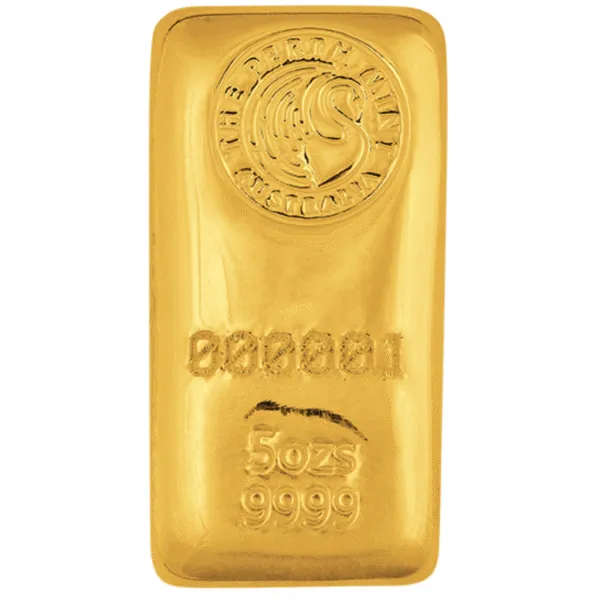 5oz Perth Mint Gold Cast Bar 5oz Perth Mint Gold Bar Cast
