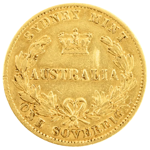 100729 - Reverse 1870 Sydney Mint Sovereign Fine 1870 Sydney Mint Sovereign Fine