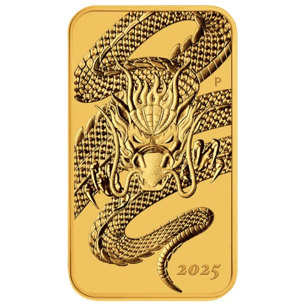101776 - Main 2025 1oz Perth Mint Gold Dragon Rectangular Coin 2025 1oz Perth Mint Gold Dragon Rectangular Coin