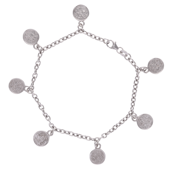 9ct WG Sovereign Coin Bracelet 18cm 3.2mm white gold bracelet