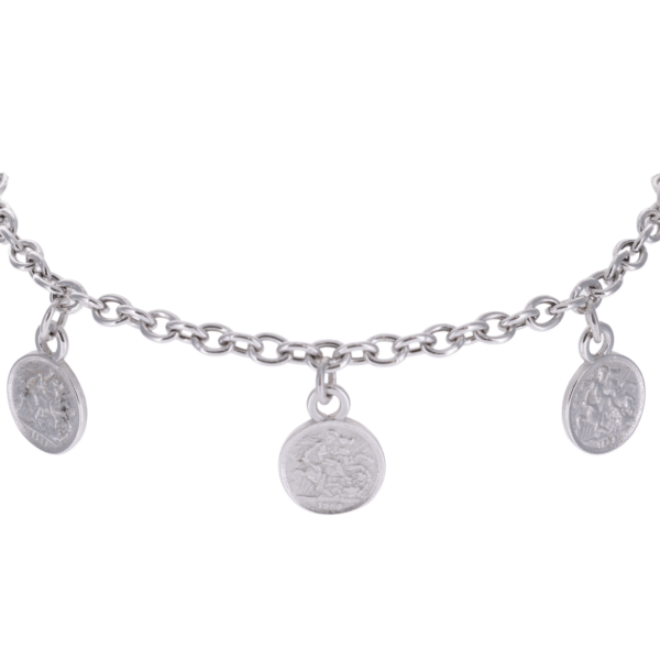 9ct WG Sovereign Coin Bracelet 18cm 3.2mm white gold bracelet